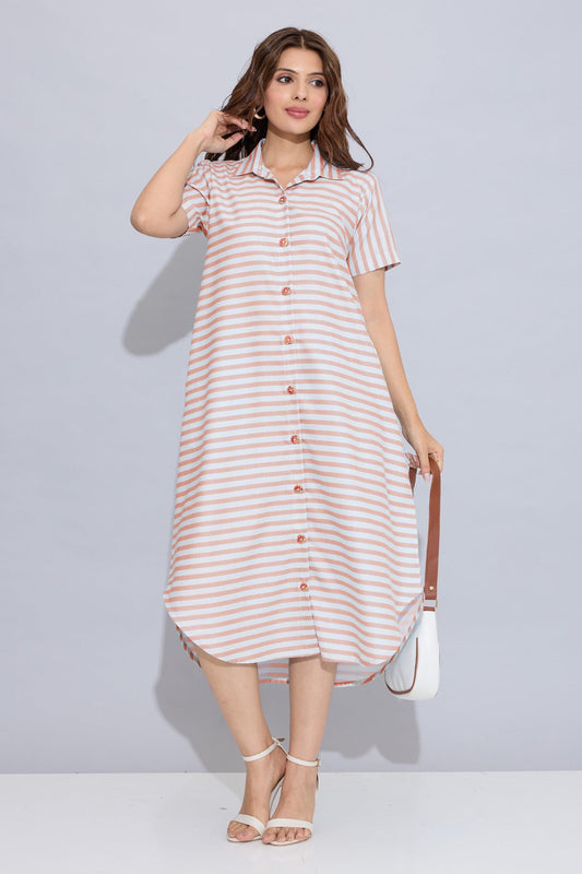Buy Orange Pure Cotton Shirt Dress by SNEHA B