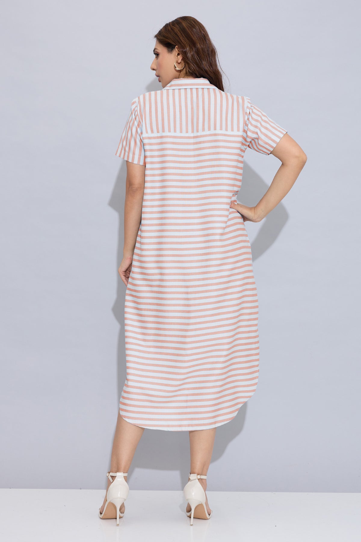 Orange Pure Cotton Shirt Dress