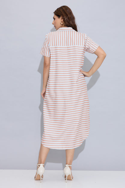 Orange Pure Cotton Shirt Dress