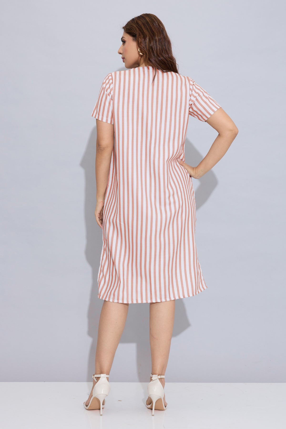 Orange Stripe Button Down Dress