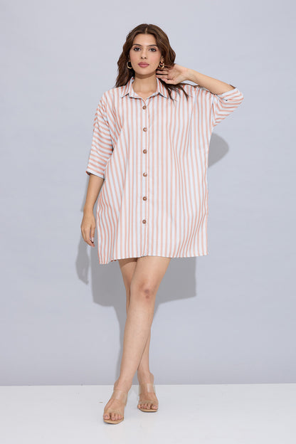 Orange Stripes Oversized Dress