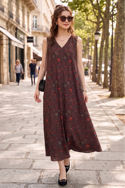 Paisley Print A-Line Maxi Dress
