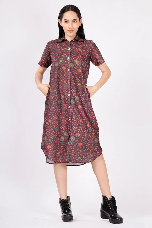 Shop Paisley Print Wine Shirt Dress by SNEHA B