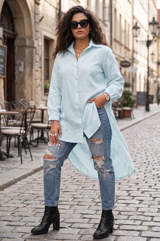 Pastel Blue High Low Shirt