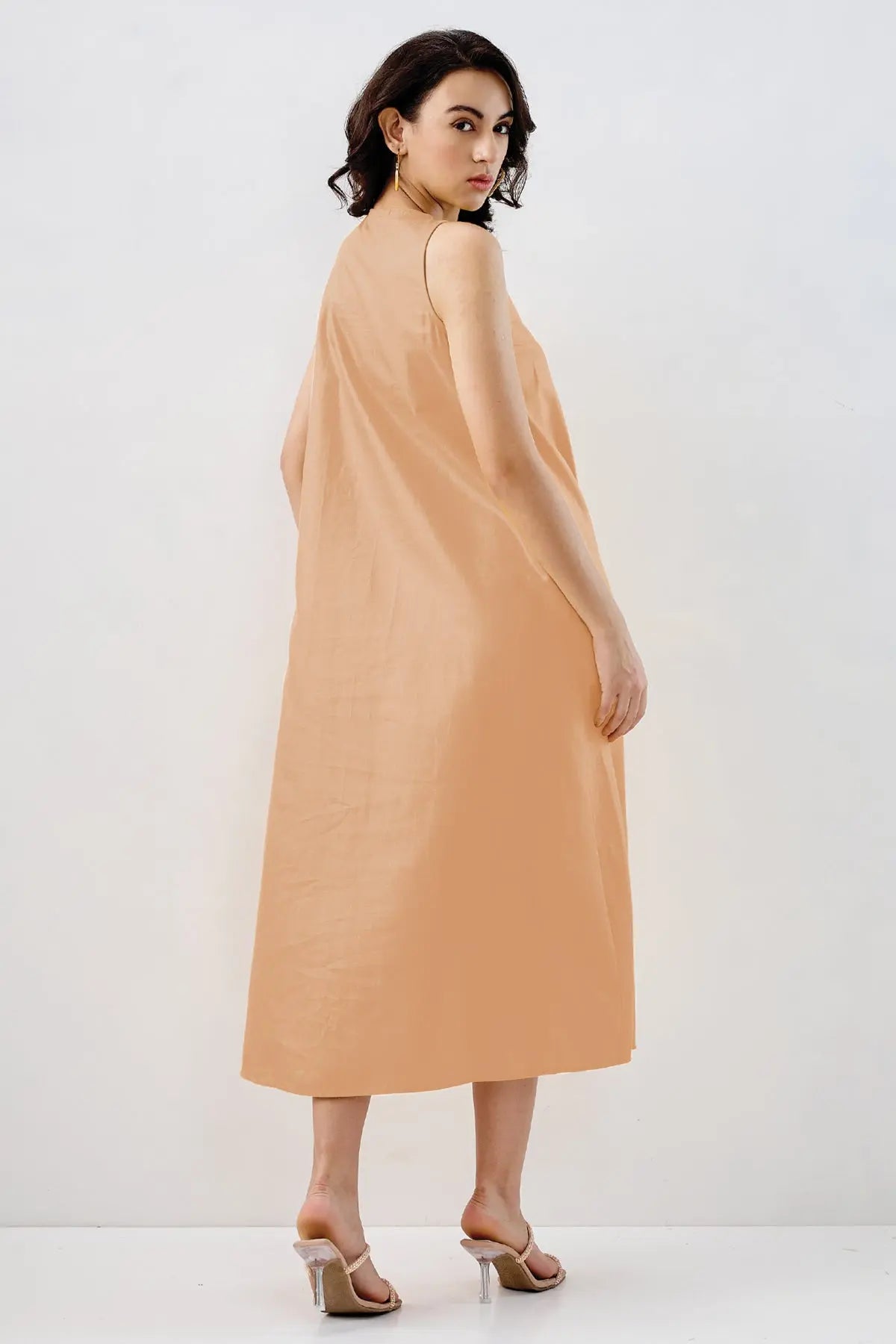 Peach Box Pleated Cotton Dress SNEHA B