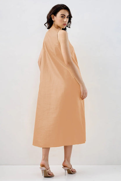 Peach Box Pleated Cotton Dress SNEHA B