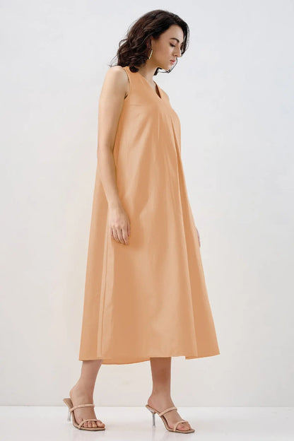 Peach Box Pleated Cotton Dress SNEHA B