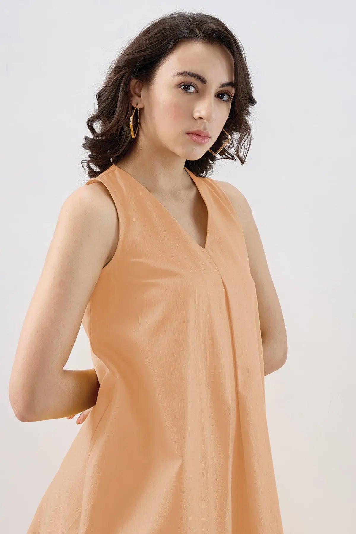 Peach Box Pleated Cotton Dress SNEHA B