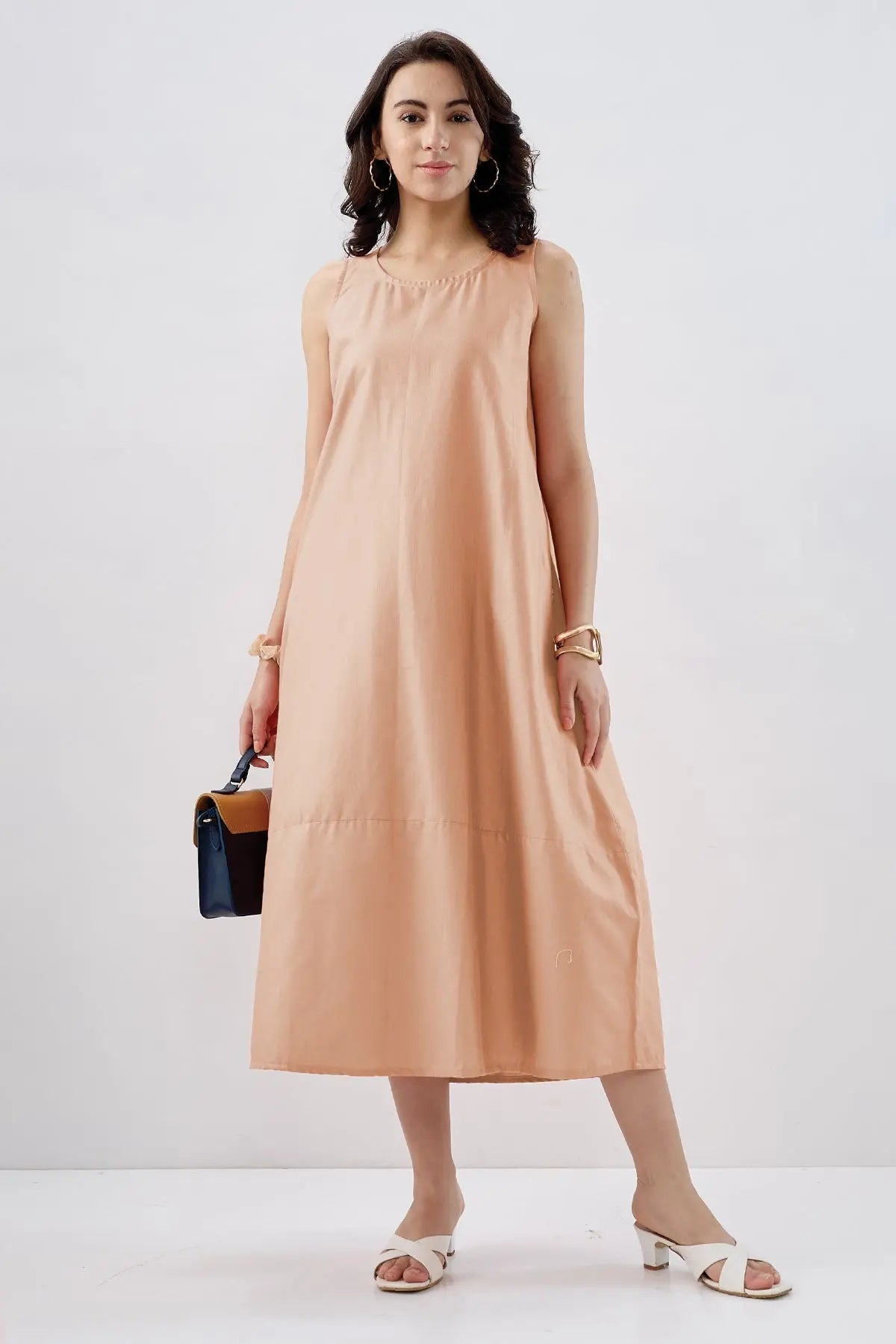 Shop Cotton Peach Sleeveless Dress by SNEHA B