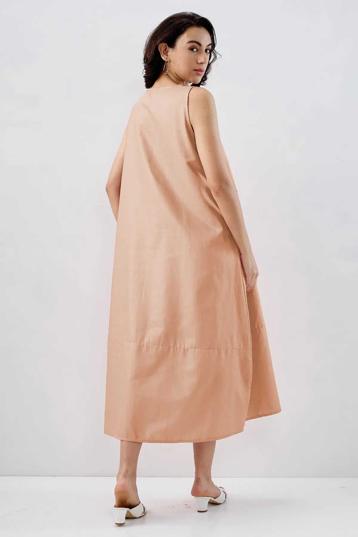 Cotton Peach Sleeveless Dress SNEHA B