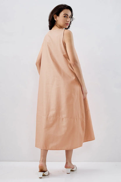 Cotton Peach Sleeveless Dress SNEHA B