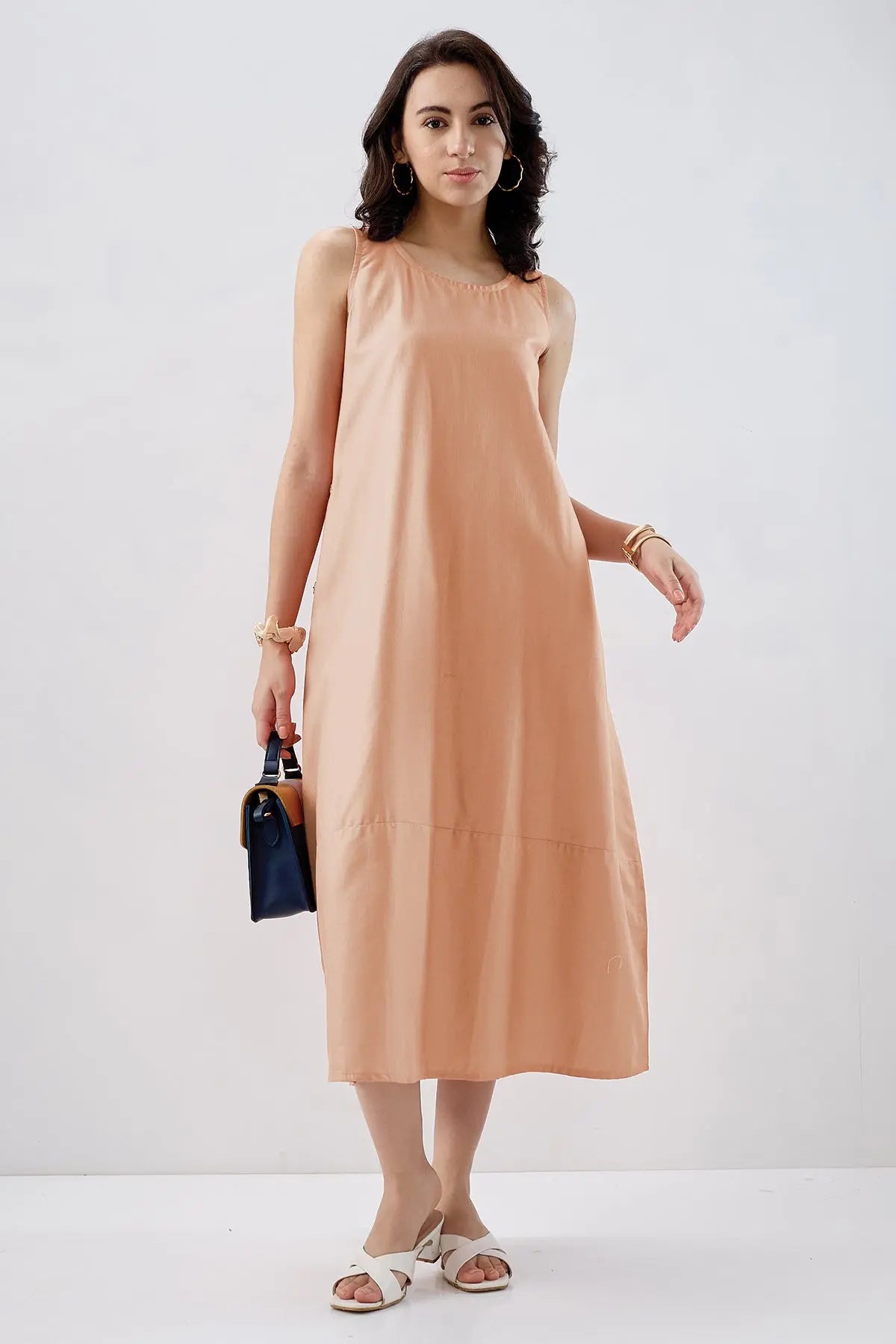 Cotton Peach Sleeveless Dress SNEHA B
