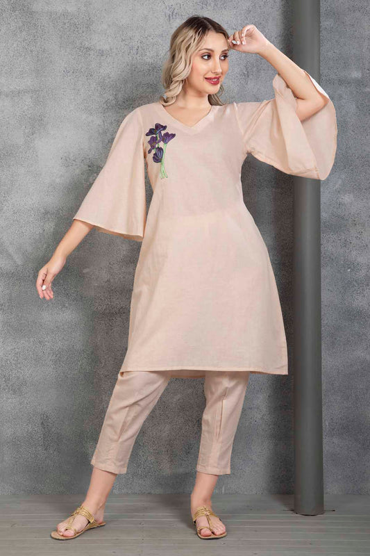 Buy Peach Embroidered Kurta & Pant by SNEHA B