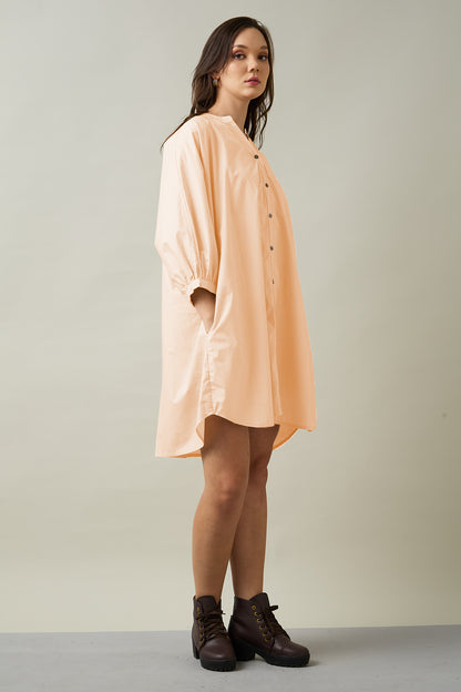Peach Relax Shirt Style Dress