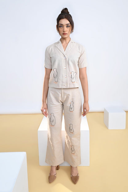 Penguins Embroidered Crop Shirt