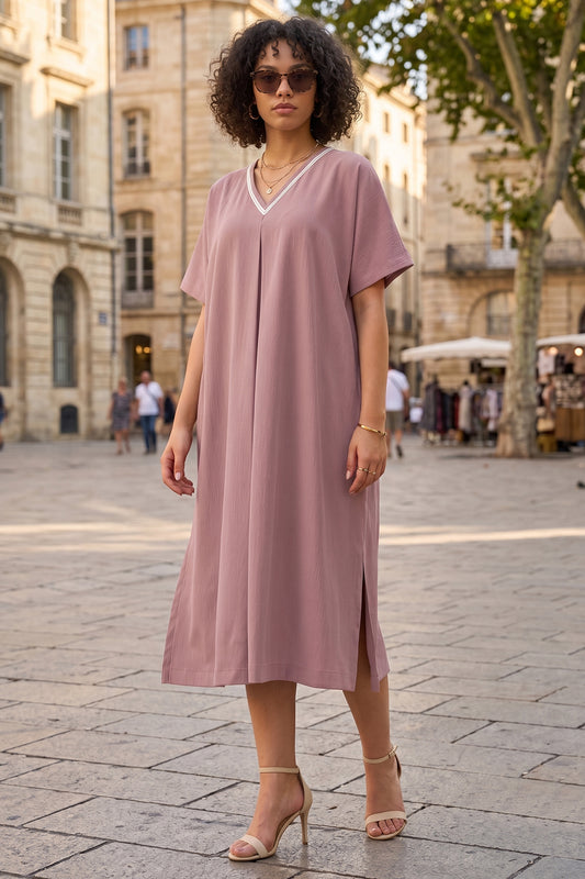 Pink Relaxed Fit Midi Dress