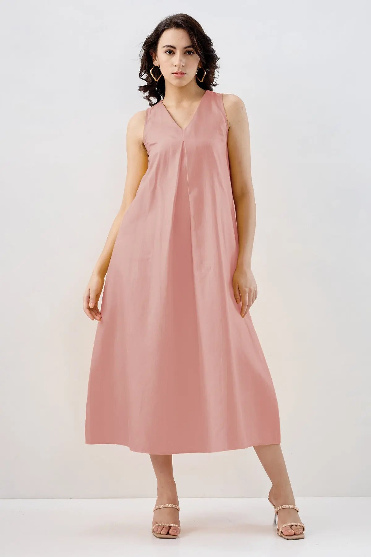 Pink Box Pleated Cotton Dress SNEHA B