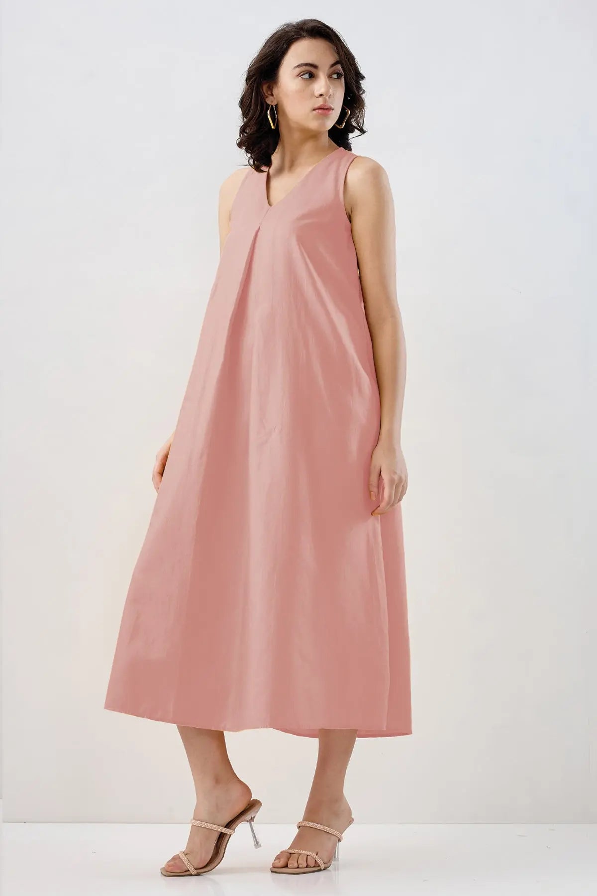 Pink Box Pleated Cotton Dress SNEHA B