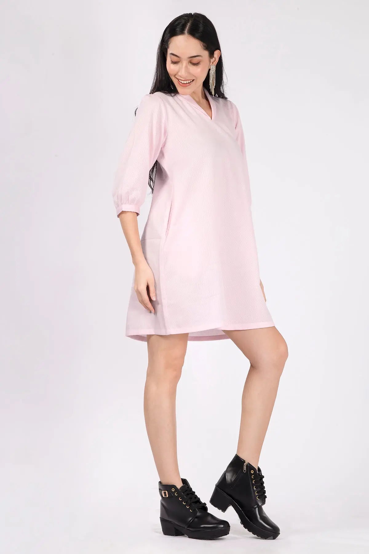 Pink Cotton Honey Comb Dress SNEHA B
