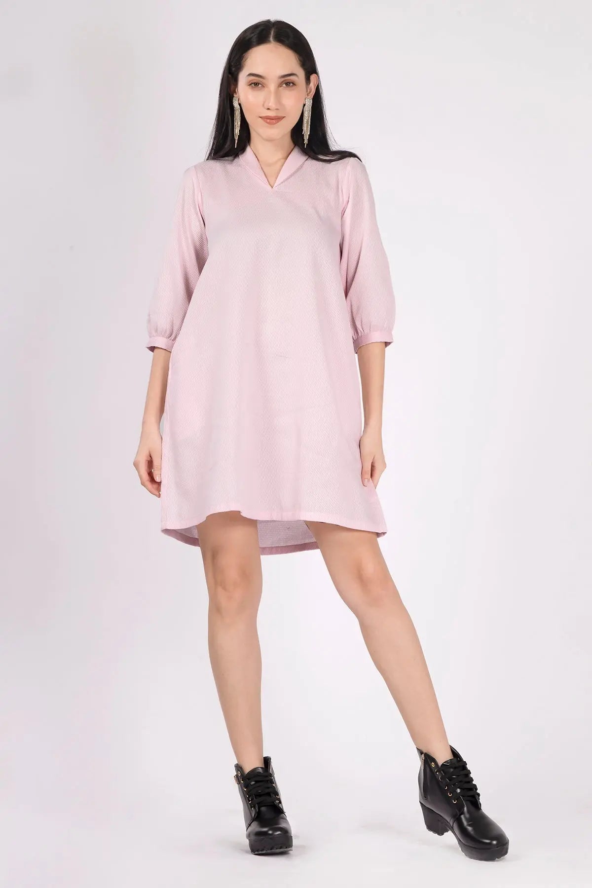 Shop Pink Cotton Honey Comb Dress by SNEHA B