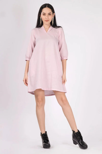 Shop Pink Cotton Honey Comb Dress by SNEHA B
