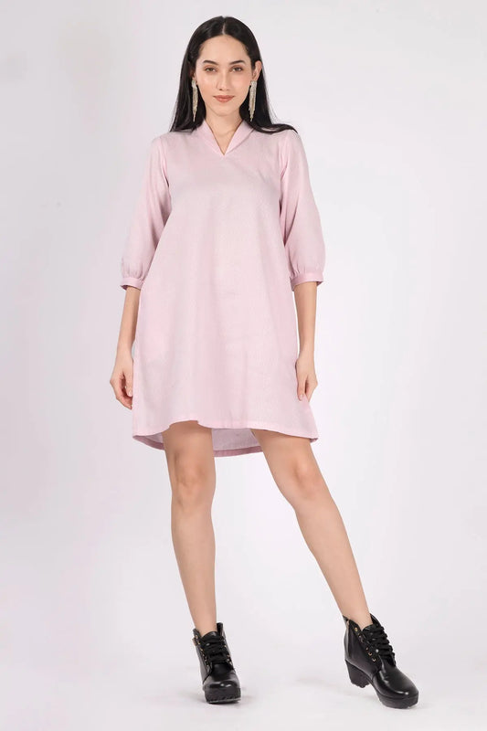 Shop Pink Cotton Honey Comb Dress by SNEHA B