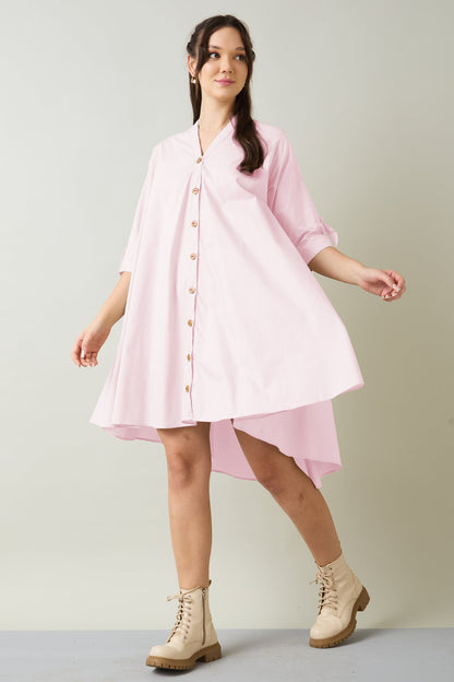 Pink Cotton Oversized Dress