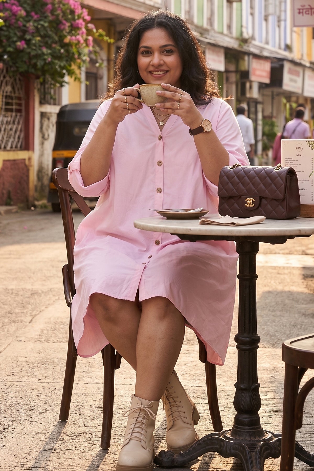 Pink Cotton Oversized Dress