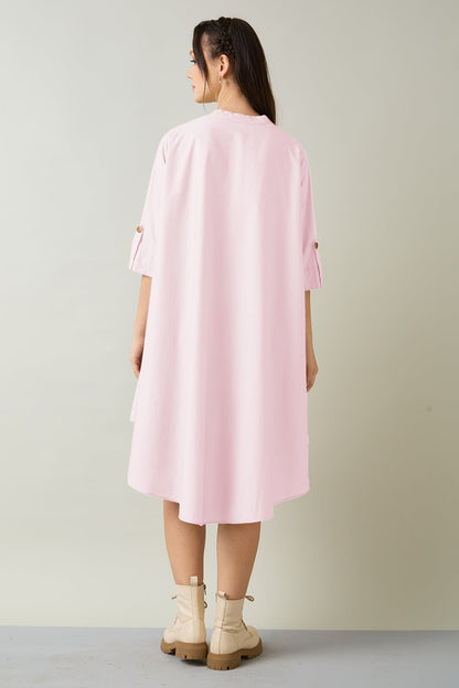 Pink Cotton Oversized Dress