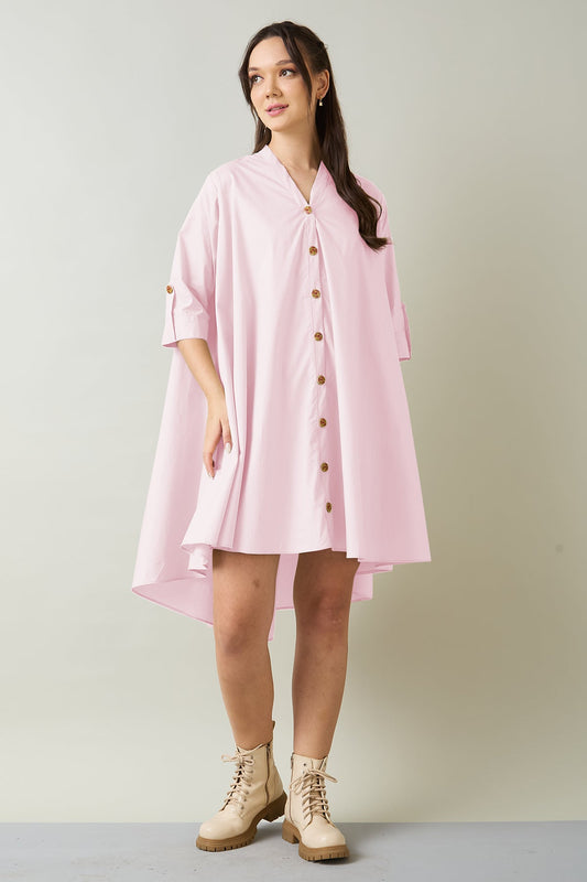 Buy Pink Cotton Oversized Dress by SNEHA B