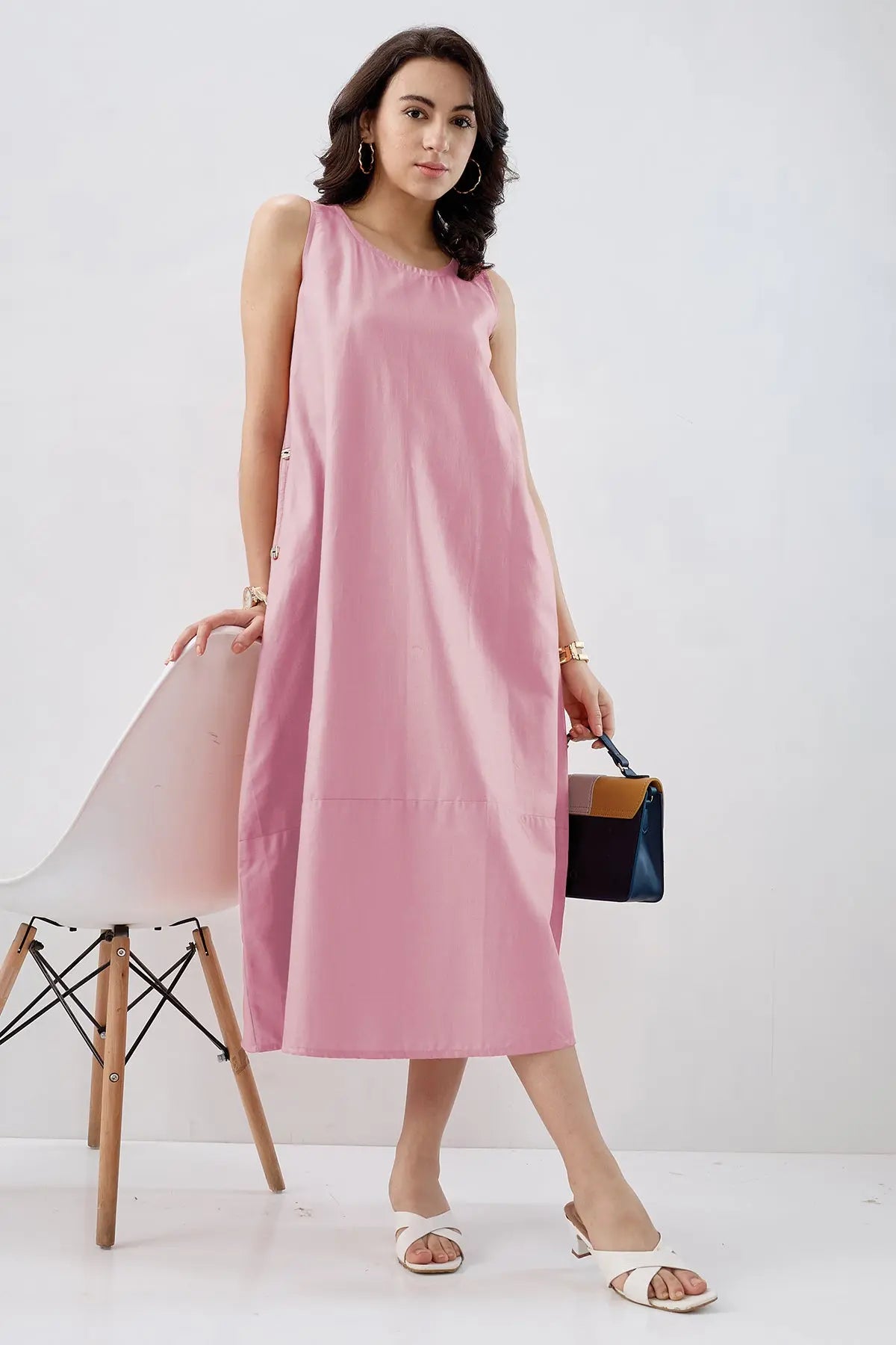 Cotton Pink Sleeveless Dress SNEHA B