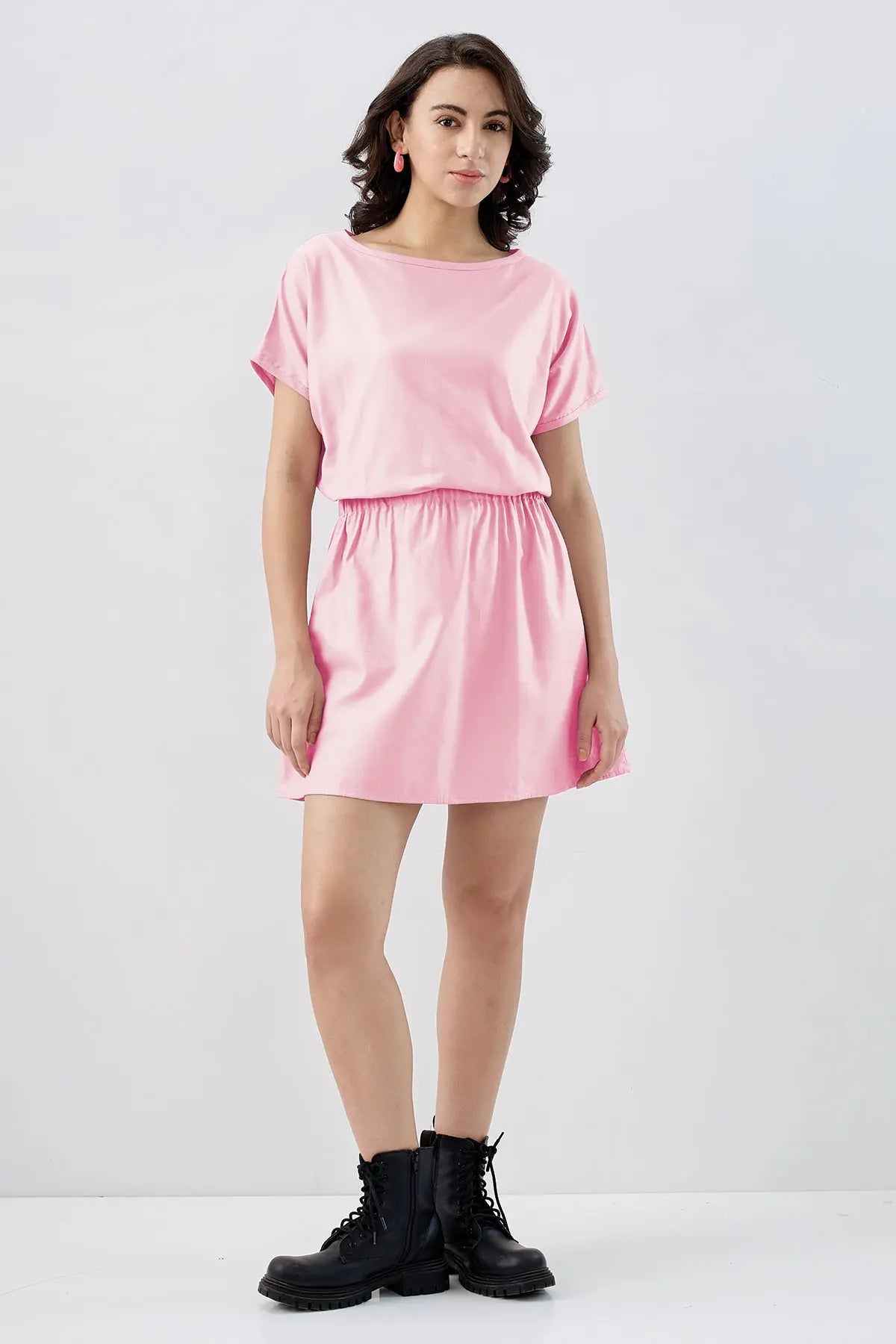 Pink Elasticated Mini Dress SNEHA B