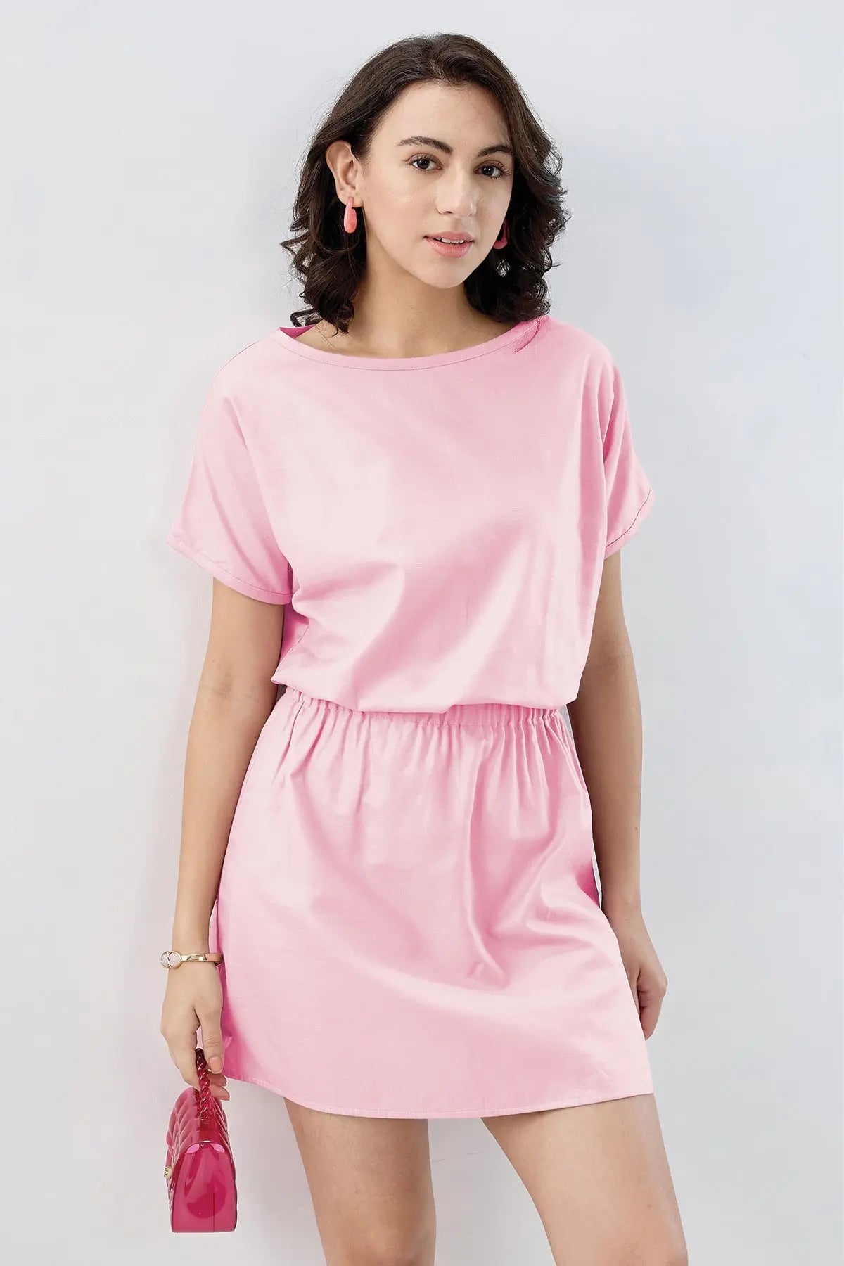 Shop Pink Elasticated Mini Dress by SNEHA B