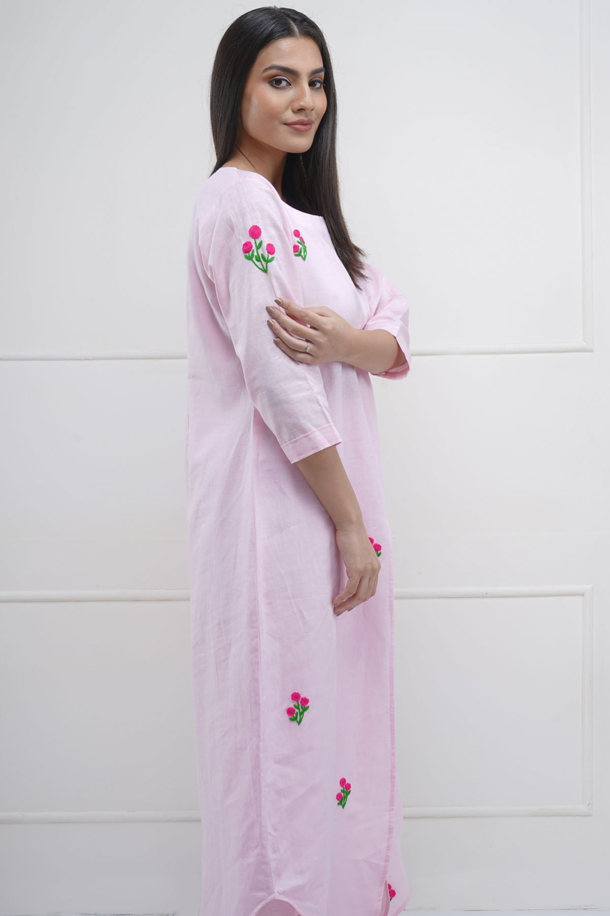 Pink Embroidered Kurta & Pants