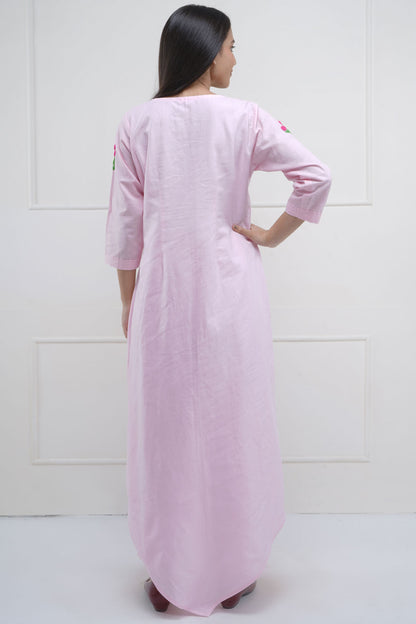 Pink Embroidered Kurta & Pants