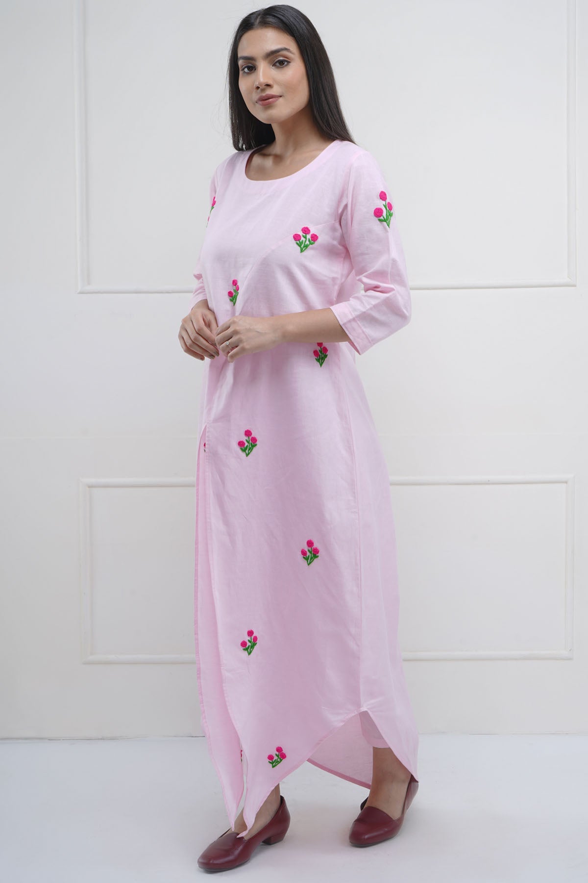 Pink Embroidered Kurta & Pants