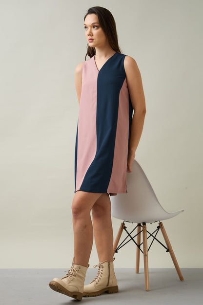 Buy Pink & Navy Colourblock Dress by SNEHA B