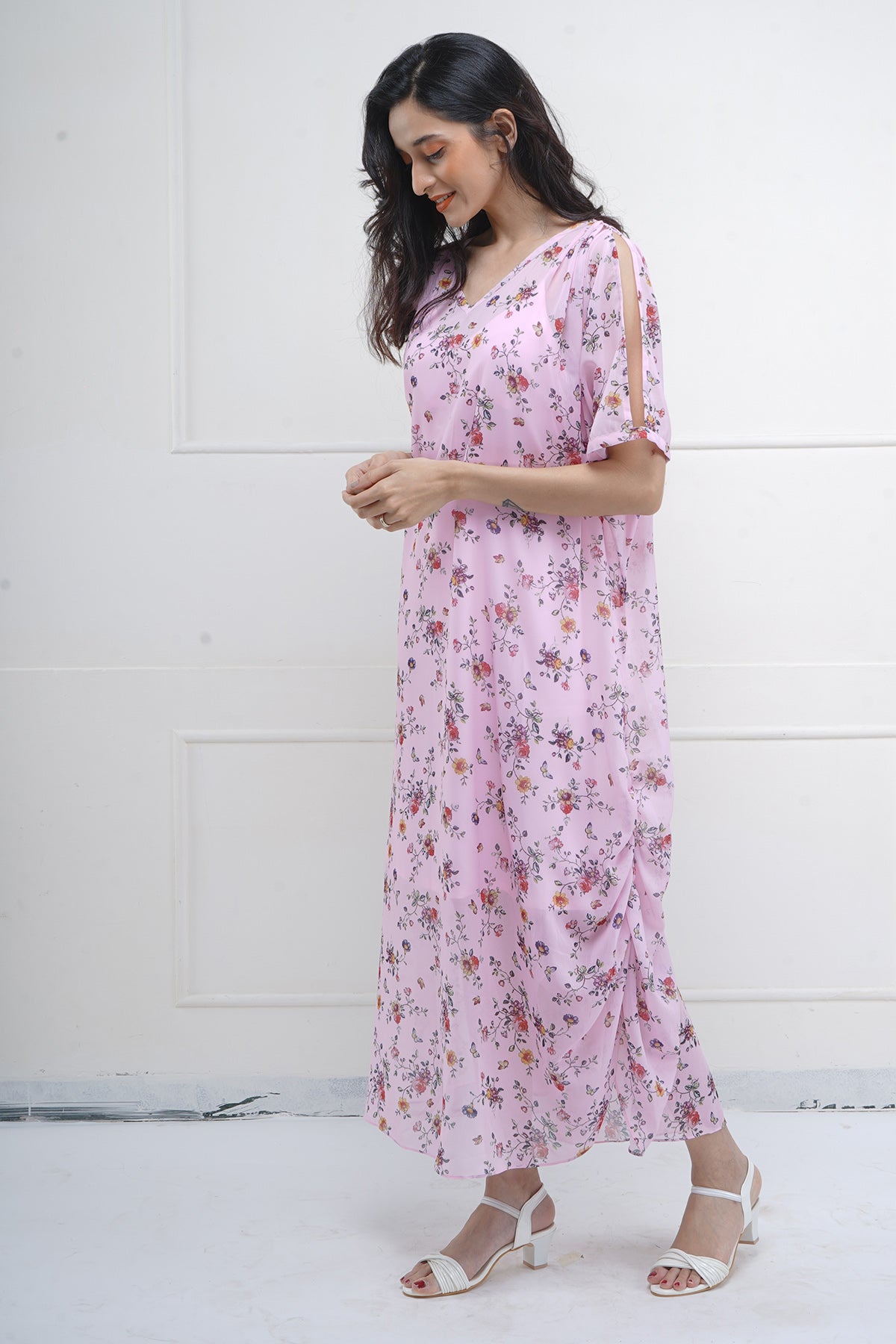 Pink Printed Relaxed Fit Dress