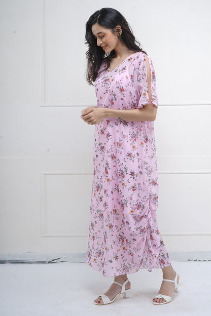 Pink Printed Relaxed Fit Dress