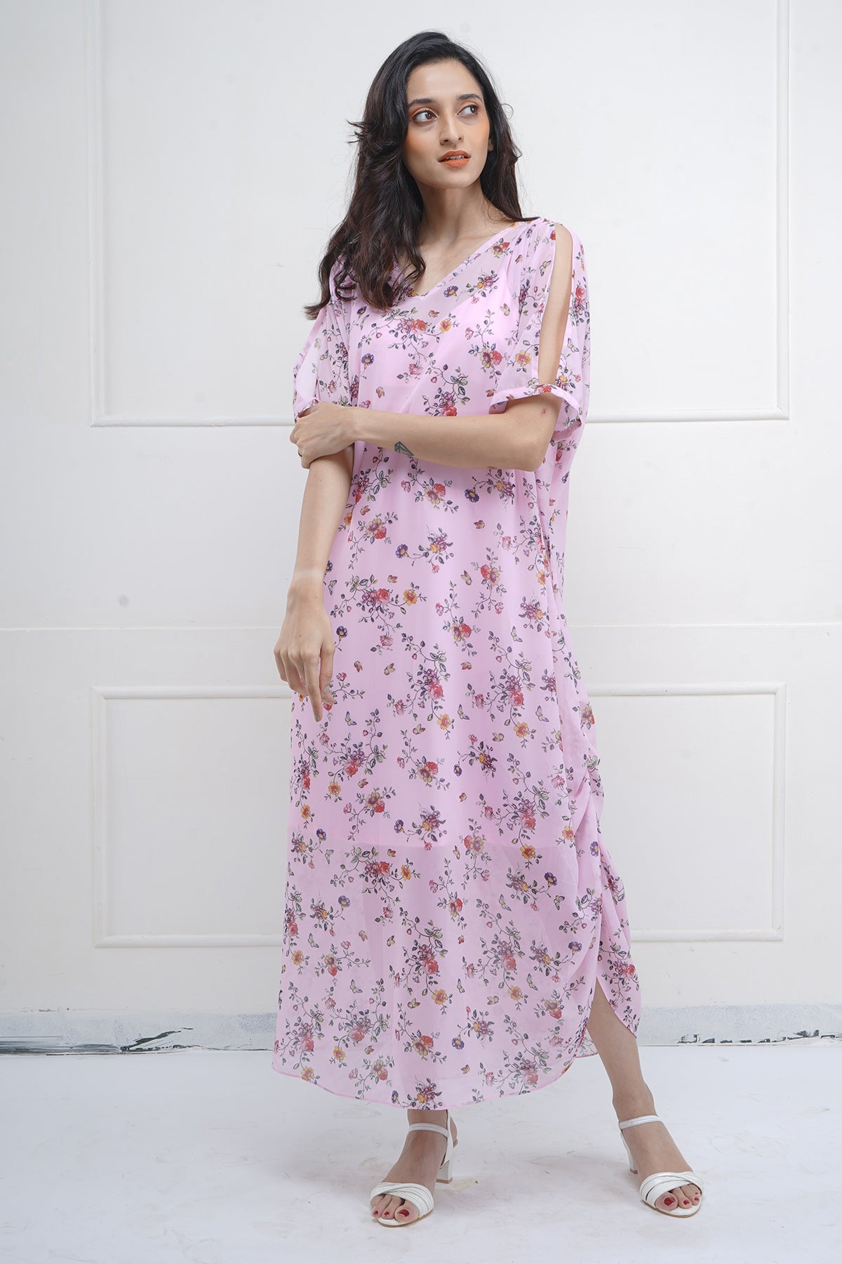 Pink Printed Relaxed Fit Dress