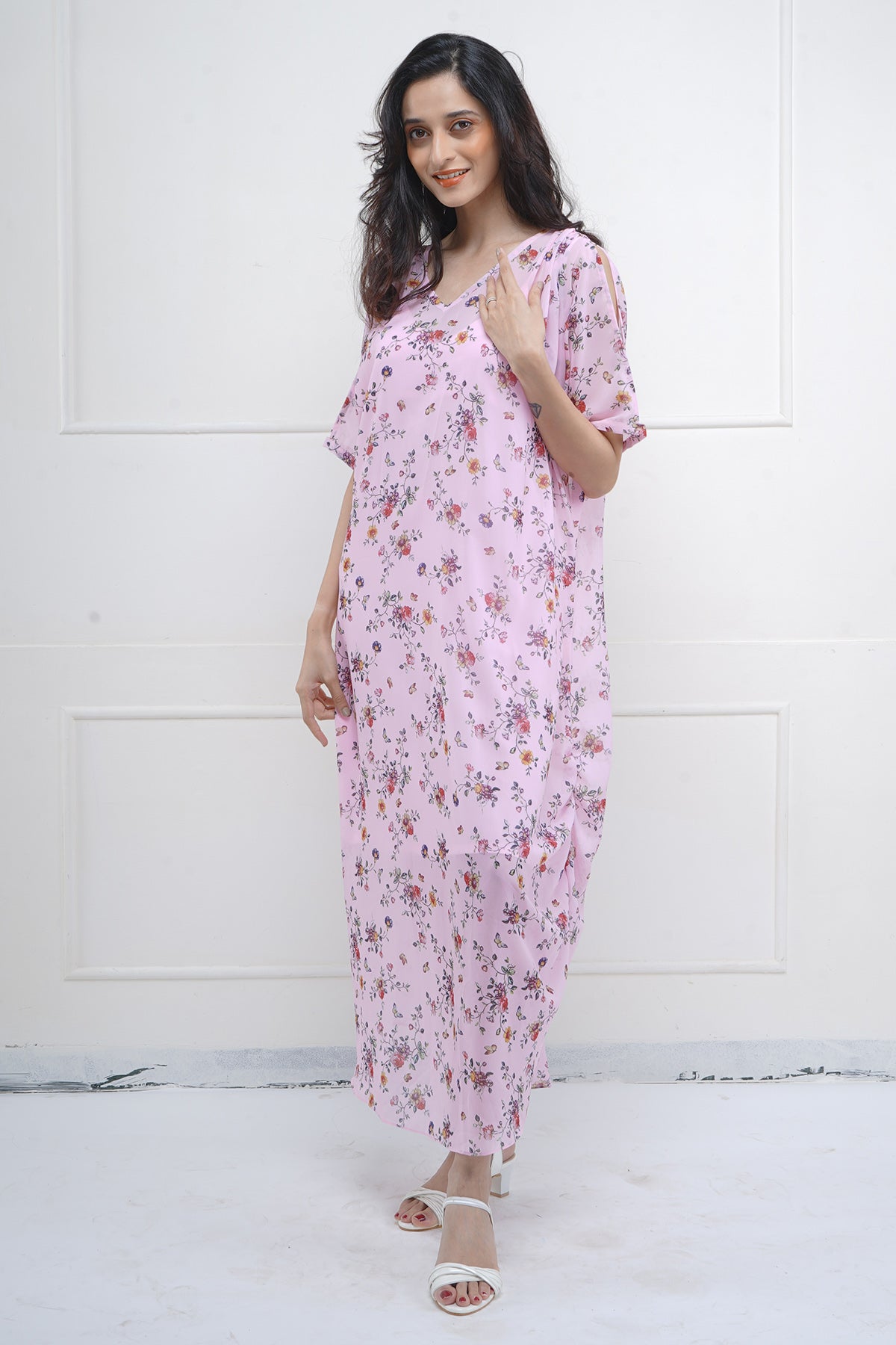 Pink Printed Relaxed Fit Dress