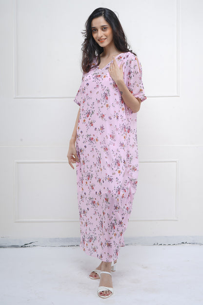 Pink Printed Relaxed Fit Dress