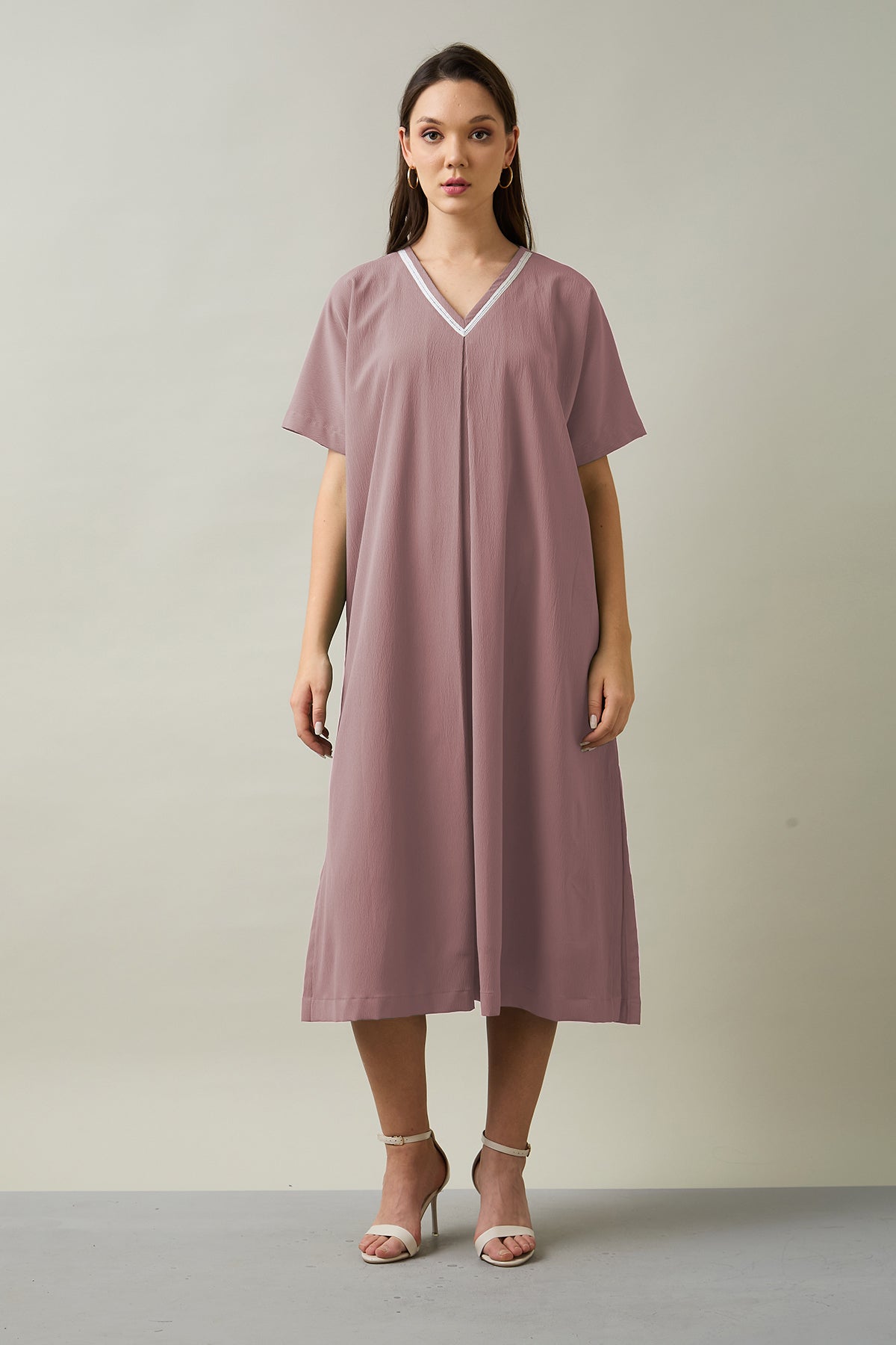 Buy Pink Relaxed Fit Midi Dress by SNEHA B