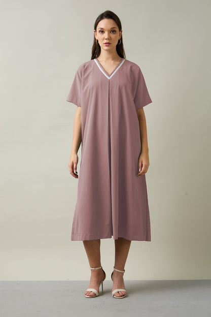 Buy Pink Relaxed Fit Midi Dress by SNEHA B