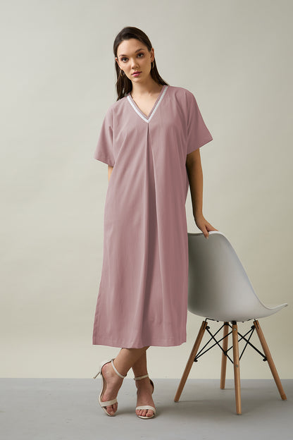Pink Relaxed Fit Midi Dress