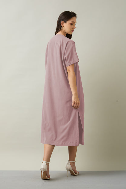 Pink Relaxed Fit Midi Dress