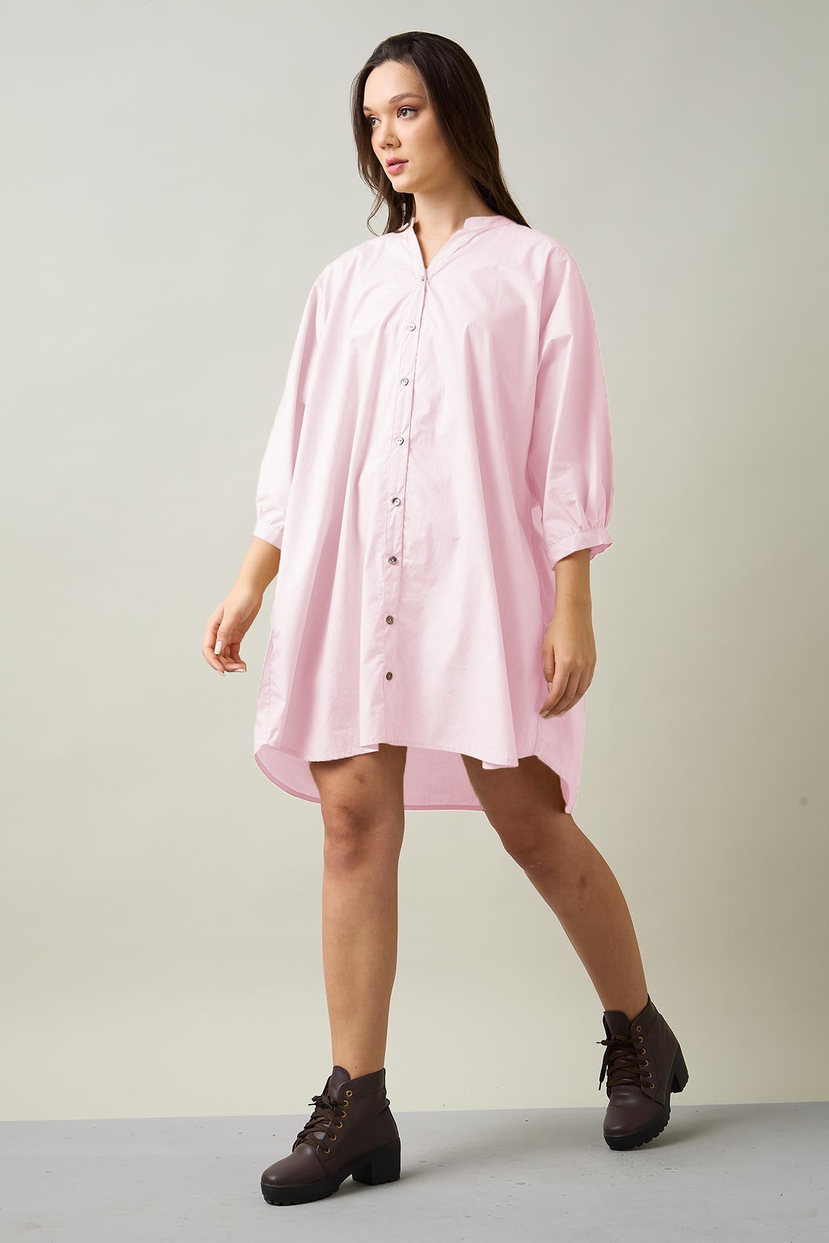 Shop Pink Relaxed Shirt Style Dress by SNEHA B