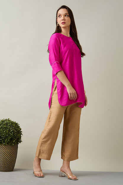 Pink Silk Short Tunic & Pants
