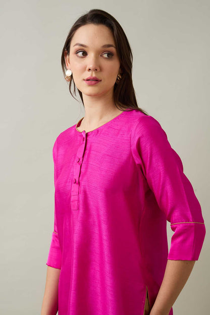 Pink Silk Short Tunic & Pants