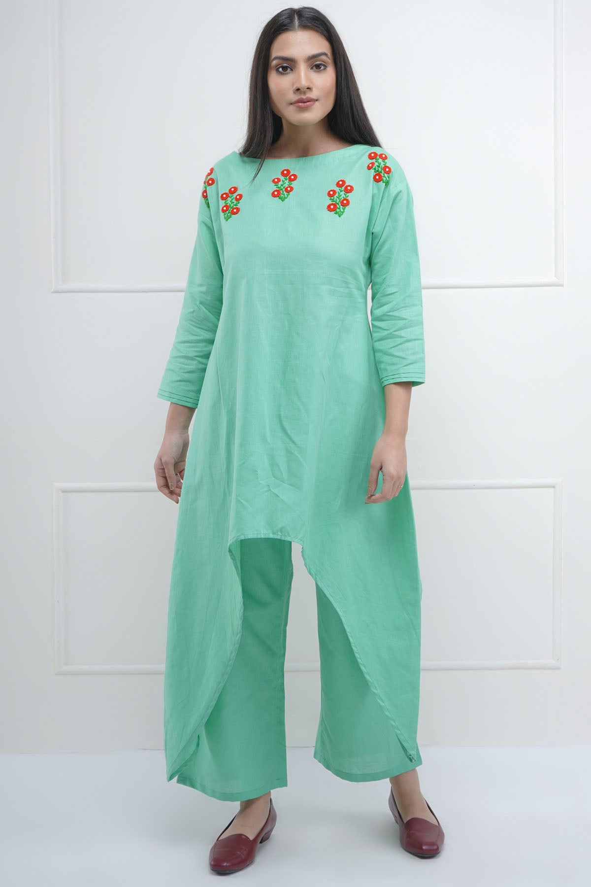 Pista Embroidered Kurta & Pant
